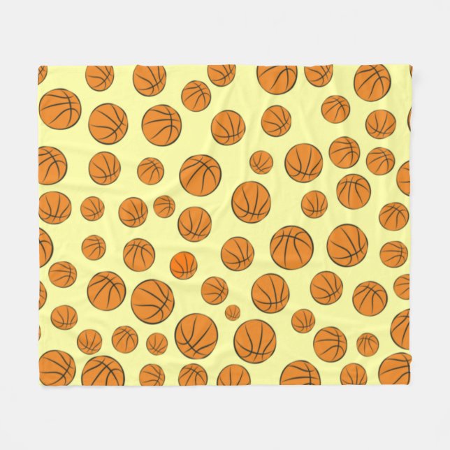 Basketball Bälle Nahtloses Muster   Fleecedecke (Vorderseite (Horizontal))