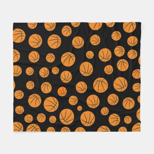 Basketball Bälle Nahtloses Muster   Fleecedecke (Vorderseite (Horizontal))