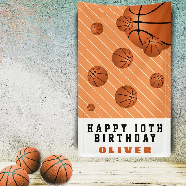 Basketball Balls Orange Kindergeburtstag Party Banner (Von Creator hochgeladen)