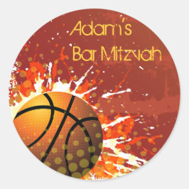 Basketball Bar Mitzvah Einladungs-Sticker Siegel Runder Aufkleber