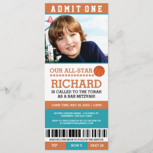 Basketball Bar Mitzvah Invites Einladung
