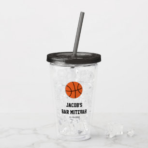 Basketball-Bar Mitzvah personalisiert Acryltrinkbecher