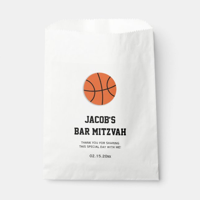 Basketball Bar Mitzvah Personalisiert Geschenktütchen (Vorderseite)