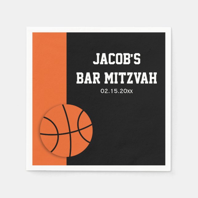 Basketball Bar Mitzvah Personalisiert Serviette (Vorderseite)