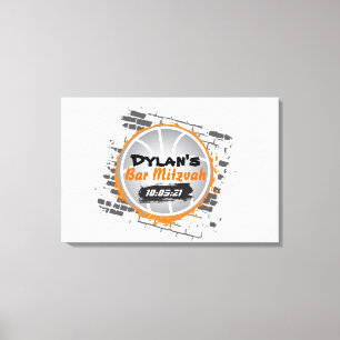 Basketball Bar Mitzvah-Schild auf Speicherkarte Leinwanddruck