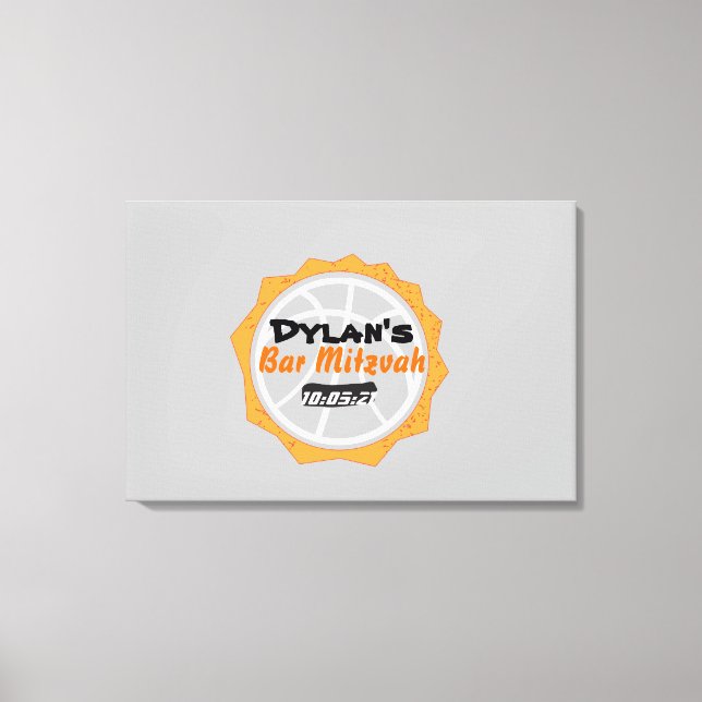 Basketball Bar Mitzvah-Zeichen auf Speicherkarte Leinwanddruck (Vorderseite)