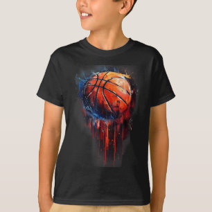 Basketball Basketball Basketball Hoop Wasserfarben T-Shirt