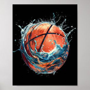 Basketball Basketball Basketball Zeichnend Wasser Poster
