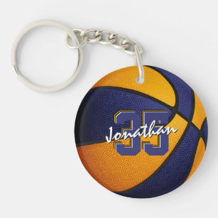 Basketball-Basketball-Mannschaft in Blau-Orange Schlüsselanhänger