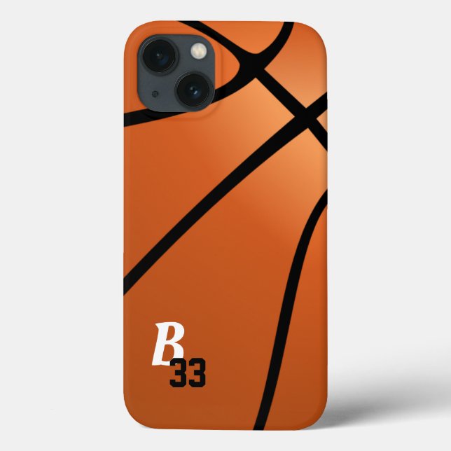 Basketball-Basketball-Monogram-Spielnummer Case-Mate iPhone Hülle (Rückseite)