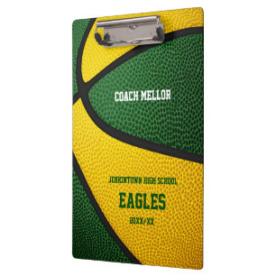 Basketball-Basketballname der grünen Goldmannschaf Klemmbrett