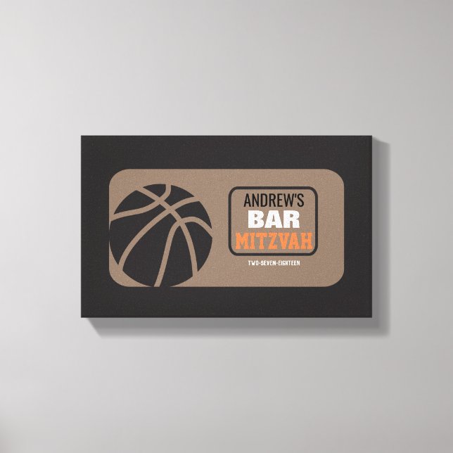 BASKETBALL Bat Bar Mitzvah Sign-In Memory-Board Leinwanddruck (Vorderseite)