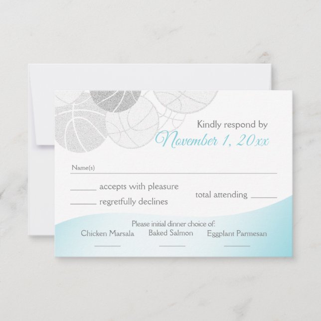 Basketball Bat Mitzvah Reaktion RSVP Karte (Vorderseite)