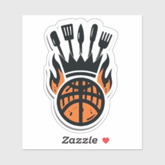Basketball & BBQ im Hinterhof Aufkleber