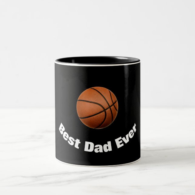 Basketball Bester Vater je nach Kundenwunsch Zweifarbige Tasse (Mittel)