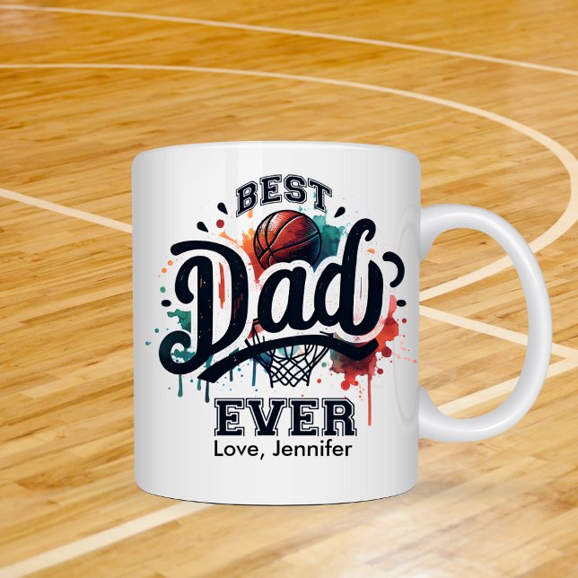 Basketball Bester Vater Vatertag Personalisiert Kaffeetasse (Von Creator hochgeladen)