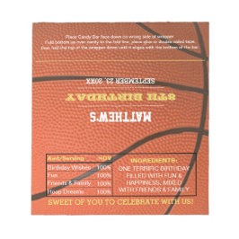 Basketball Birthday Favor Chocolate Candy Wrappers Notizblock
