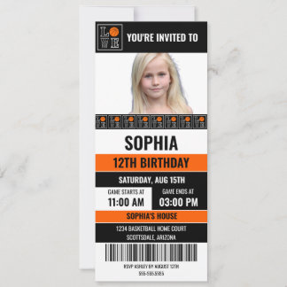 Basketball Birthday Girl, Basketball player Einladung