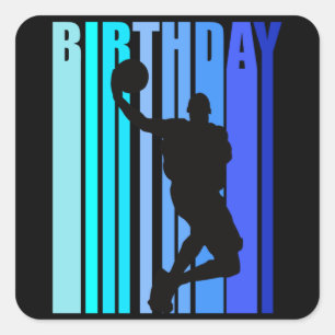 Basketball Birthday Mens Kids CHildren Cool Funky Quadratischer Aufkleber