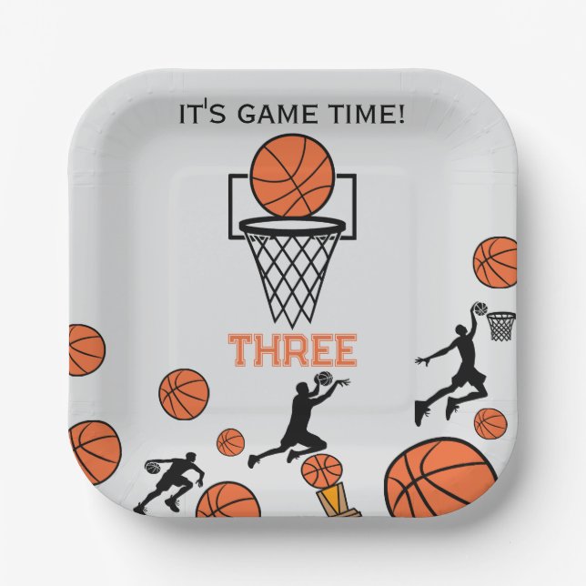 Basketball Birthday Party Invitation Pappteller (Vorderseite)