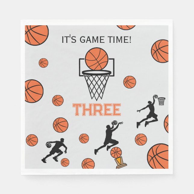 Basketball Birthday Party Invitation Serviette (Vorderseite)