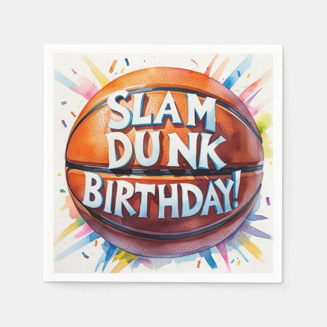 Basketball Birthday Themed Slam Dunk Serviette (Vorderseite)