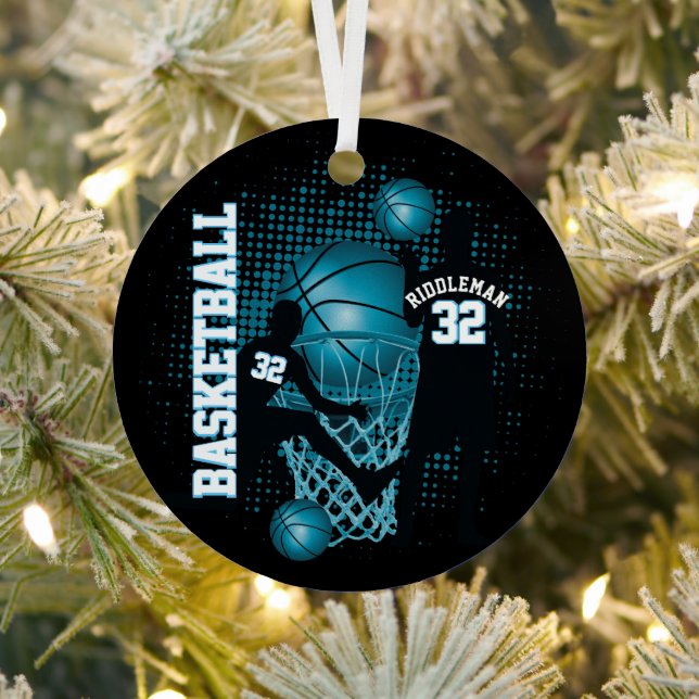 Basketball 🏀 - Black and Baby Blue Ornament Aus Metall (InSitu)
