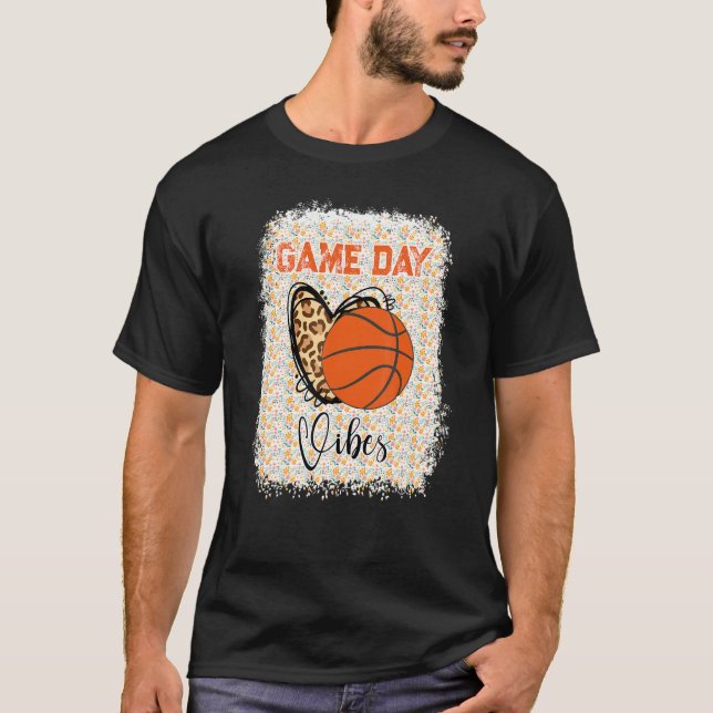 Basketball Bleached Game Day Vibes Basketball Mom  T-Shirt (Vorderseite)