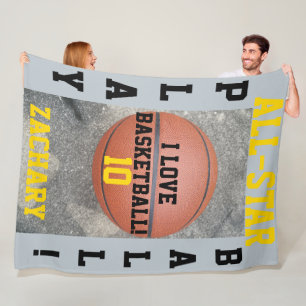 Basketball Blue Gray Team Spielernummer Fleecedecke