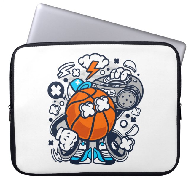 Basketball Boombox-Cartoon | Sport Laptopschutzhülle (Vorderseite)