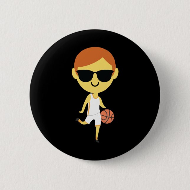 Basketball Boy Emoji 1 Button (Vorderseite)