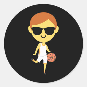 Basketball Boy Emoji 1 Runder Aufkleber