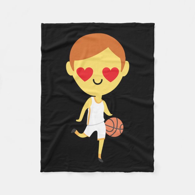 Basketball Boy Emoji Fleecedecke (Vorderseite)
