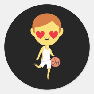 Basketball Boy Emoji Runder Aufkleber