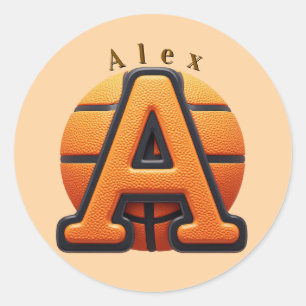 🏀 Basketball Buchstabe A Orange Textur Für Sport Runder Aufkleber