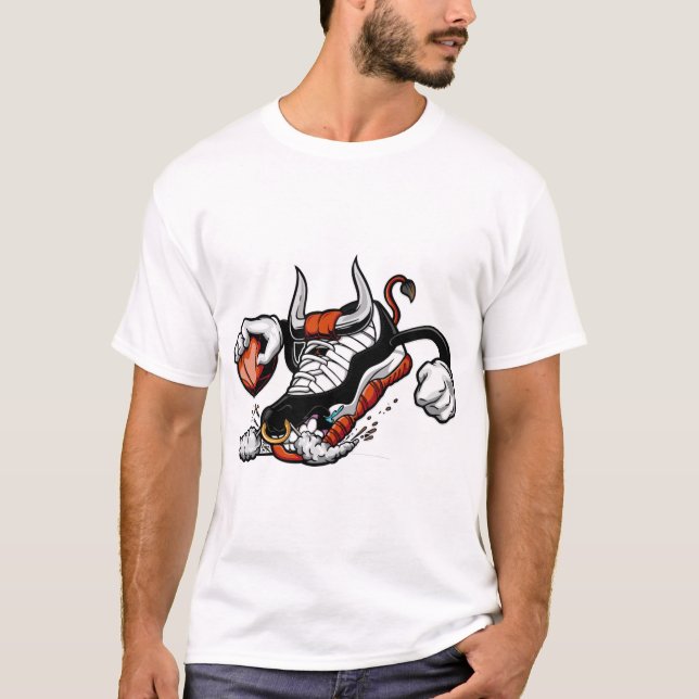 Basketball Bull Sneaker – Urban Monster Shoe Graph T-Shirt (Vorderseite)
