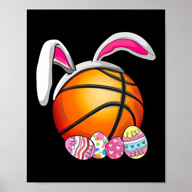 Basketball Bunny Oars Ostereier Kinder Junge Junge Poster (Vorne)