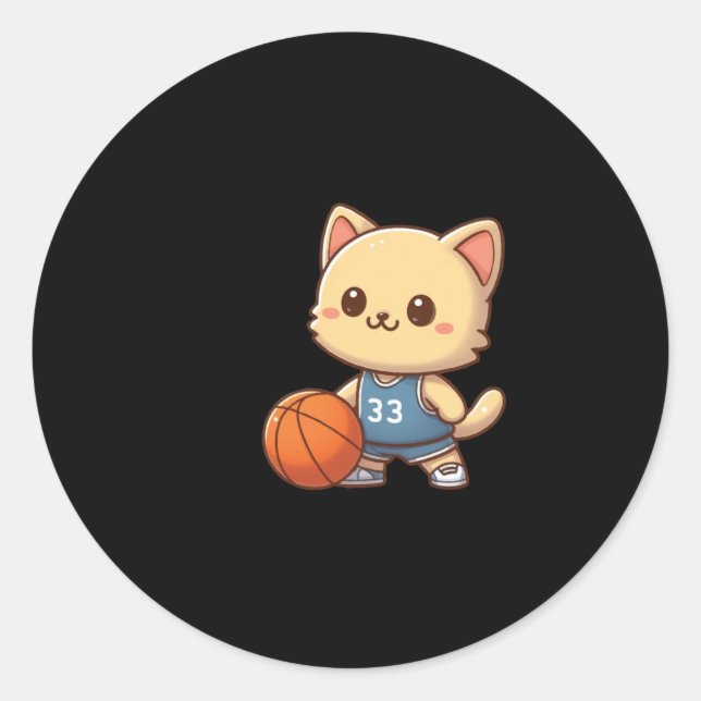 Basketball Cat Ba Runder Aufkleber (Vorderseite)
