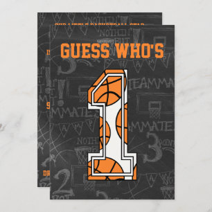 Basketball-Chalkboard 1. Geburtstag Party Einladung