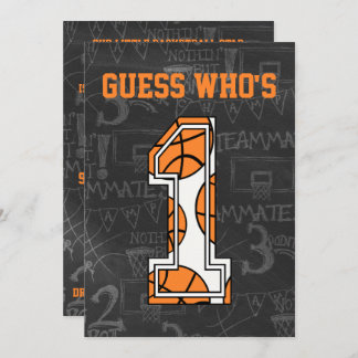 Basketball-Chalkboard 1. Geburtstag Party Einladung