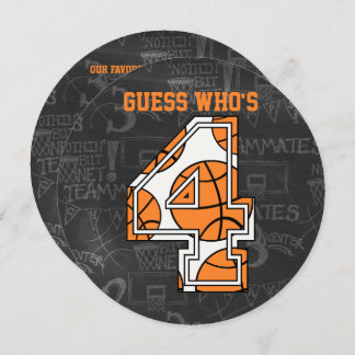 Basketball Chalkboard 4. Geburtstag Party Einladung