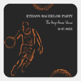 Basketball Champ Bachelor Birthday Party Sports Quadratischer Aufkleber