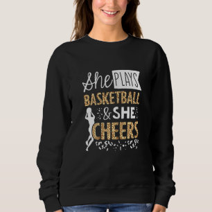 Basketball Cheer Fan Leopard Muster Frauen Cheerle Sweatshirt
