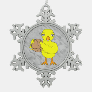 Basketball Chick Schneeflocken Zinn-Ornament