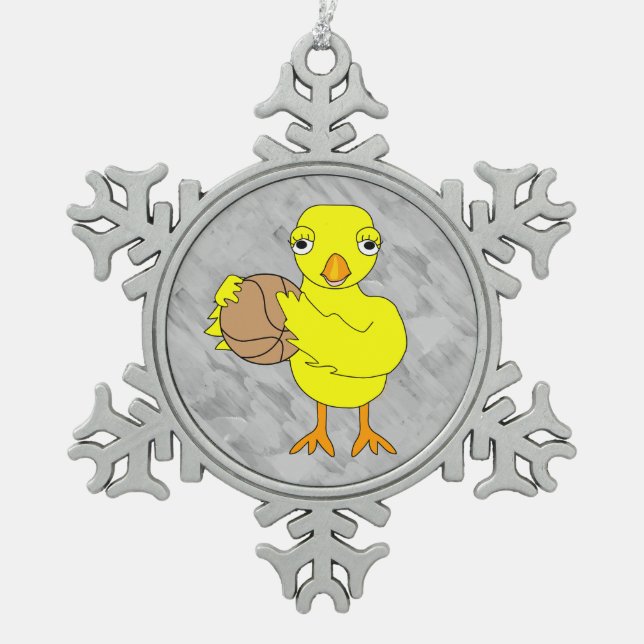 Basketball Chick Schneeflocken Zinn-Ornament (Vorderseite)