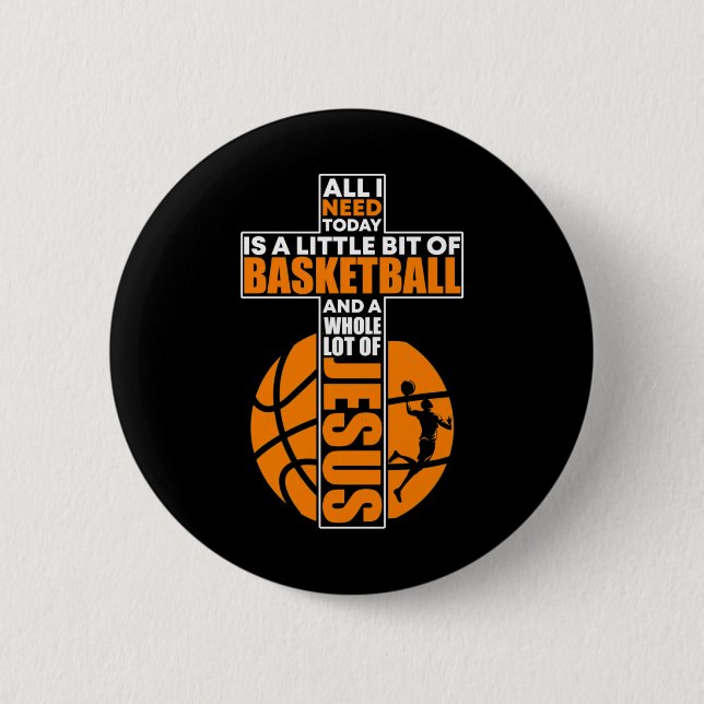 Basketball Christlich Cross Button (Vorderseite)