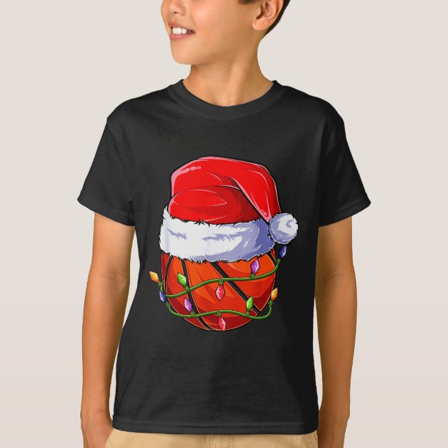 Basketball Christmas Boy Apparel, Funny Santa Srt  T-Shirt (Vorderseite)