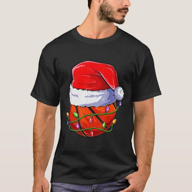 Basketball Christmas Boy Apparel, Funny Santa Srt  T-Shirt (Vorderseite)