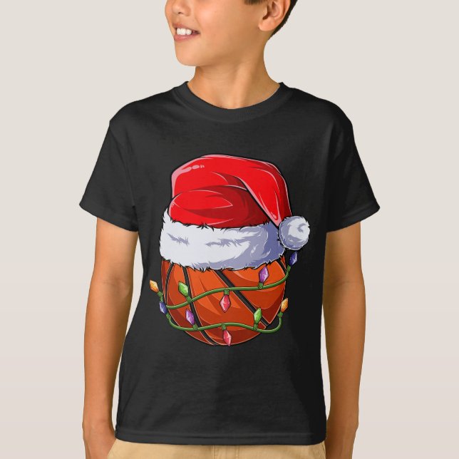 Basketball Christmas Boy Apparel, Funny Santa Srt  T-Shirt (Vorderseite)