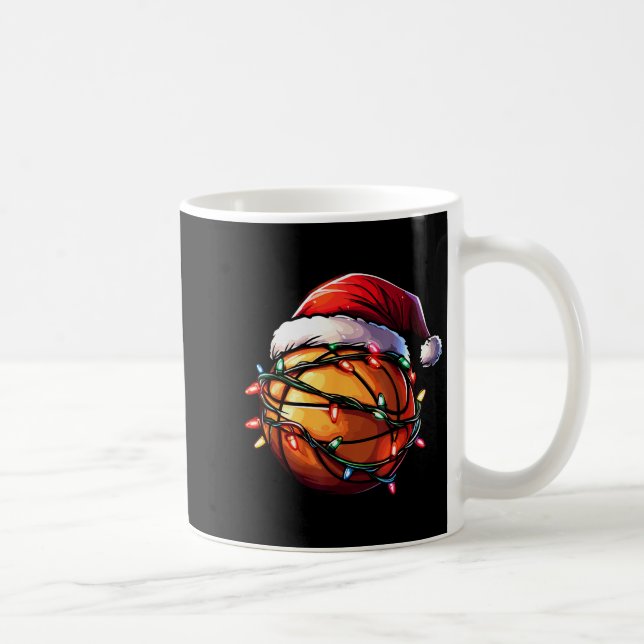 Basketball Christmas Lights Santa Hat Basketball P Kaffeetasse (Rechts)
